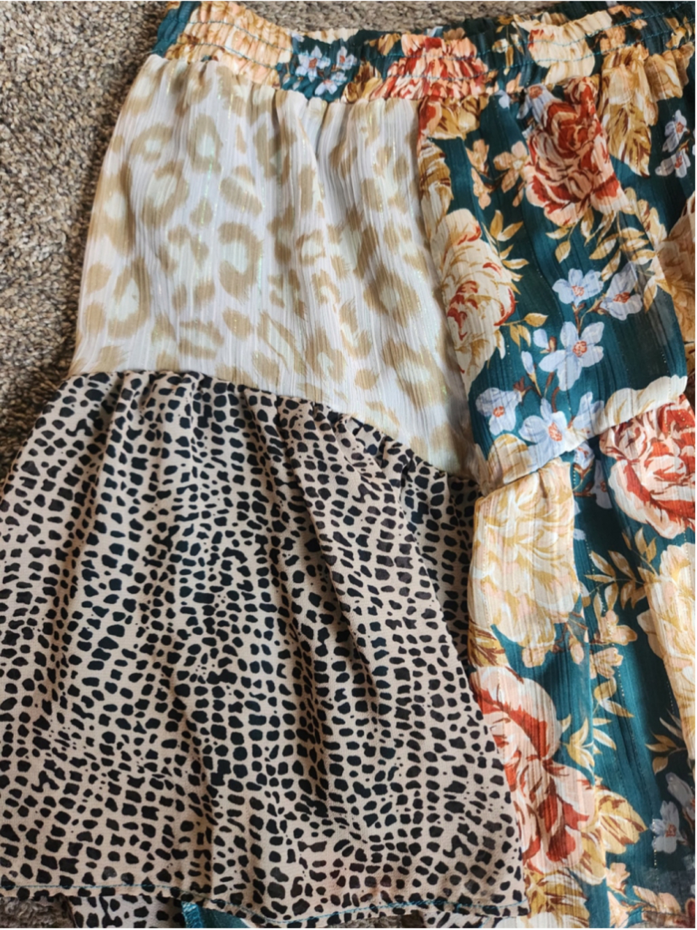 Umgee Floral Animal Print Tiered Skirt Size S - Picture 3 of 6